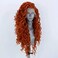RONGDUOYI Orange Long Curly Lace Wig Synthetic Frontal Lace Wigs with Free Part Heat Friendly Synthetic Lace Front Wigs for Women Princess Merida Cosplay Wig 26Inch