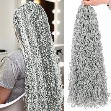 8 Packs Mini Box Braids Crochet Hair 240 Strands ZiZi Box Braids 18 Inch Mini Locs Crochet Hair Micro Yanky Twisted Crochet Braiding Hair Synthetic Hair Extension for Women #Grey