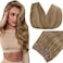 RUNATURE Clip in Hair Extensions Real Human Hair Dark Blonde with Caramel Blonde Hair Extensions Clip Ins 12 Inch Blonde Clip in Hair Extensions Double Weft Full Head Remy Hair Thick Ends 80g 7pcs