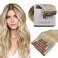 RUNATURE Clip in Hair Extensions Real Human Hair 12 Inch 80g 7pcs Ash Blonde Hair Extensions Clip Ins Real Human Hair Clip in Extensions Blonde Highlight Remy Natural Hair Full Head Thick Ends