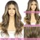 SAPPHIREWIGS Highlight Brown Wig 13x4 Synthetic Lace Front Wigs Natural Wavy for Women Pre Plucked Heat Resistant Fiber for Daily Party Use 20 Inch