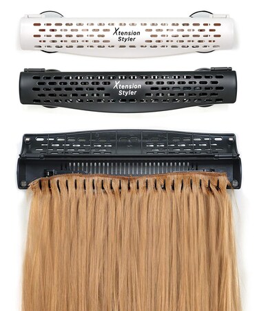 Hair Extension Holder and Hanger &ndash; Professional Hair Styling Tool and Extension Caddy for Washing, Coloring and Blow-Drying of Weft, Clip-In, Tape-In and Halo Extensions [MATTE BLACK]