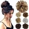Lelinta Hair Bun Extensions Wavy Curly Messy Donut Chignons Hair Piece Wig Hairpiece Light Brown &amp;Ash Blonde