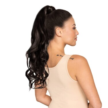 WENNALIFE Ponytail Hair Extension, 14 Inch 80g Dark Brown Ponytail Extension Human Hair Clip in Wrap Around Remy Human Hair Extension Hairpieces