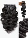 LUVME Clip in Hair Extensions Real Human Hair, Natural Black 135g 9pcs 18 Inch, Human Hair Clip in Extensions for Women Clip ons Thick Body Wavy Extensions