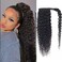 Long Curly Human Hair Ponytail Wrap Around Kinky Curly Thick Brazilian Human Hair Extensions Jerry Curl Clip ins Silky Hair Pieces Natural Black for Black Women Update 120g (24 inch)