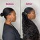 Water Wave Human Hair Ponytail Extensions Wrap Around Corn Wave Pony Magic Paste Brazilian Human Hair Extensions for Women Natural Black(20 inch)