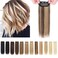 SEGO 2 Pcs Short Hair Extensions Clip in Human Hair 6 Inch 20g Hairpiece Human Hair Toppers for Women With Thinning Hair Adding Hair Volume -#4P27 Medium Brown&amp;Dark Blonde