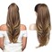 SEIKEA Versatile Drawstring Ponytail Extension, 26" Long Wavy Multi Layered Clip in Ponytail Hair Extensions Stand Up High Fake Pony Tail Soft Natural Synthetic Hairpiece for Women Brown to Blonde