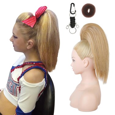 SEIKEA Cheer Ponytail Hair Piece, 10" Straight Tangle-Resistant Smooth Natural Blonde Cheerleader Hairpiece Ponytail Extension for Cheer Competition, Dance, Performance