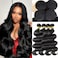 12A Human Hair Bundles 22 24 26 28 Inch Body Wave Bundles Human Hair 100% Unprocessed Brazilian Virgin Weave Bundles 4 Bundles Real Natural Black Wavy Human Hair Extensions 1B Bundles for Women