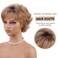 SEVENCOLORS Short Blonde Curly Wigs for White Women Ombre Blonde Pixie Cut Wig Natural Wavy Short Synthetic Hair Wigs with Bangs