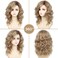 SEVENCOLORS Medium Length Blonde Curly Wigs for White Women Short Layered Wavy Bob Wigs Synthetic Hair Blond Wigs for Daily Party Cosplay
