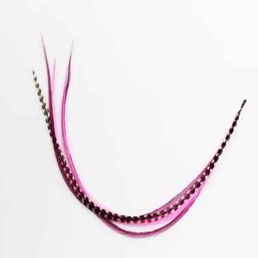 Pink &amp; Black Mix 4"-7" Feathers for Hair Extension Includes 2 Silicone Micro Beads 5 Feathers
