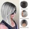 CINHOO Short Bob Hair Wig for Women Angled Bob with Dark Roots 10-12inch Gray Bob Wigs for Women Olivia Lace Front Wig Synthetic Shoulder Length Wigs for Women Sharp Inverted Bob Wig
