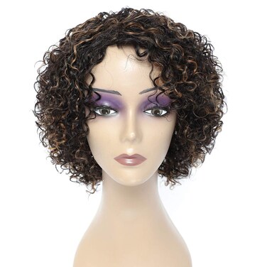 HUA Wigs for Black Women 8 Inch Short Curly Wigs Brazilian Human Hair Curly Wigs Kinky Curly Wigs (1B/30)