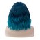 Women's Blue Ombre Wig Short Curly Wavy Wig Shoulder Length Flat Bangs Wig For Women Girl Cosplay Party Halloween Wig Cap Included (Blue Ombre)