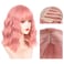 SHDanrtse 14Inch pink wig Wavy Wig With Air Bangs for Women Short Bob Pink Wigs Natural Curly Wavy Shoulder Length pink synthetic wig cosplay Halloween wig（pink wig）