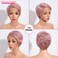 Rebecca Fashion Short Pixie Cut Lace Front Wigs Human Hair Side Part Wigs 13x5.5x0.5 Glueless HD Lace Wig Short Pixie Wigs for Black Women Pre Plucked with Baby Hair, Pink Color