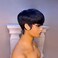 Short Pixie Cut Wig Human Hair Glueless Bob Wig Short Pixie Wigs for Black Women Bowl Cut None Lace Front Wig with Bangs Natural Black Straight Full Machine Made Half Wigs