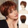 Short Red Wigs for Women Mix Brown Layered Pixie Cut Wigs Natural Looking Synthetic Cosplay Daily Hair Wig
