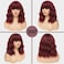 Dark Red Wig with Bangs, 14 Inch Shoulder Length Red Wigs for Women, Synthetic Heat Resistant Fiber Burgundy Wig, Natural Looking Wine Red Wig for Daily Party Use, Halloween Costume Wigs