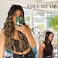 KooKaStyle Invisible Wire Hair Extensions with Transparent Headband Adjustable Size 4 Secure Clips Long Wavy Highlight Synthetic Hairpieces 20 Inch Balayage Chocolate Brown to Caramel Blonde for Women