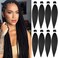 Pre Stretched Braiding Hair Natural Black Long Braiding Hair 32 Inch 8 Packs Braiding Hair Extensions Professional Synthetic Fiber Crochet Twist Braids(32inch,#1B)