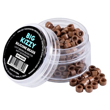 Big Kizzy Silicone Lined Microlink Beads for Weft Hair Extensions, 5.0mm Light Brown beads for invisible extension application, 250pcs
