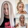 Glueless Pre plucked Highlight Ombre Ash Blonde Lace Front Wigs with Cap and Combs, #60/613 Blonde Balayage Platinum Blonde Bob Hair Cut Silky Straight Wig, HD Lace Japanese Synthetic Wigs 16 Inch