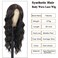 28 Inch Body Wave Synthetic Lace Front Wig Dark Brown Long Wavy Wig with Middle Part Colored Wigs for Women