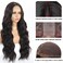 28 Inch Body Wave Synthetic Lace Front Wig Dark Brown Long Wavy Wig with Middle Part Colored Wigs for Women