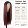28 Inch Long Straight Synthetic Wig Heat Resistant Middle Part Lace Front Wigs Ombre Burgundy Glueless Natural Looking Wigs for Women (28 Inch Straight Wig Ombre Burgundy)