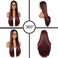 28 Inch Long Straight Synthetic Wig Heat Resistant Middle Part Lace Front Wigs Ombre Burgundy Glueless Natural Looking Wigs for Women (28 Inch Straight Wig Ombre Burgundy)
