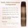 Sisily Clip in Hair Extensions Real Human Hair, Premium Human Hair Clip in Extensions Chocolate Brown to Blonde Balayage, Soft Straight Hair Extensions Real Human Hair Clip ins 7PCS （16 Inch）