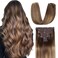 Sisily Clip in Hair Extensions Real Human Hair, Premium Human Hair Clip in Extensions Chocolate Brown to Blonde Balayage, Soft Straight Hair Extensions Real Human Hair Clip ins 7PCS （16 Inch）