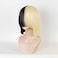 Half Blonde Black 2 Tone Short Straight Bob Wig Synthetic Full Wigs Should Length Cosplay Wigs with Bangs for Women Girls