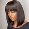 Natural Color Pixie Cut Short Bob With Bangs Brazilian Black Straight Bob With Bangs 13x4 HD Transparent Lace Front Human Hair Wigs 150% Remy Short Bob Straight Hair Wigs 10&rdquo;