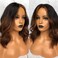 13x6 Loose Wave Highlights 1b30 Short Bob Human Hair Wig HD Transparent Lace Front wig Brazilian Hair 10inch Ombre Black Brown Color 150% Density Short Wig Wave Pre Plucked With Baby Hair