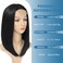 meiliprotea Black Bob Wig Middle Part Glueless Synthetic Lace Front Wig 15 Inch Shoulder Length Short Straight Bob Wigs No Bangs for White and Black Women Daily Party Use (1B)