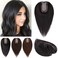 S-noilite Hair Toppers for Women with Thinning Hair 100% Real Human Hair Toppers No Bangs 7 * 13cm Silk Base Wiglet Hairpieces Clip in Hair Toppers for Women 12 inch 38g #1B Natural Black