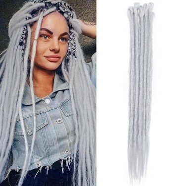 20" Grey Dreadlock Extension Ombre For Dreadlock Hair Extension Hip-Hop Dread Reggae Extension Synthetic Faux Locs Twist Braiding Faux Locs Crochet (10strands/2packs, grey)