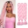 Ombre Jumbo Braiding Hair Box Twist Braid Crochet 2 Tone Colored 24" Jumbo Braids Crochet Hair Extensions Hair Ombre Long Jumbo Braids High Temperature Synthetic Hairpiece (3 Bundles,Pink)