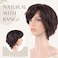 S-noilite Women Short Dark Brown Wig Cosplay Daily Party Costume Heat Resistant Straight Synthetic Hair Full Wigs 5inch