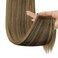 SOFEIYAN Long Straight Ponytail Extension 28 inch Wrap Around Ponytail Synthetic Hair Extensions Clip in Ponytail Hairpiece for Women, Dark Brown/Golden Auburn