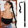 SOFEIYAN Long Braid Ponytail Extension with Hair Tie Straight Sleek Wrap Around Hair Extensions Braid Pony Tail Fluffy Natural Soft Synthetic Hairpieces for Women Daily Wear, 30 inch-Black Brown