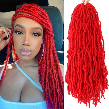Soft Locs 18Inch 6Packs Long Faux Locs Crochet Hair Pre Looped Soft Goddess Locs Crochet Braids Hair for Women (18 Inch Red) &hellip;