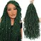 Green Faux Locs Crochet Hair 24 inch 2 Packs Green Soft Locs Goddess Locs Crochet Braids Pre-Looped New Locs Crochet Hair Synthetic Goddess Locs Braiding Hair (24 Inch, 2 Packs, Green#)