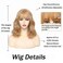 SOKU Strawberry Blonde Wigs with Bangs Synthetic 14" Medium Length Bob Curly Pastel Wigs for Women Short Bob Wavy Hair Wigs Blonde Braided Wigs for Girls Cosplay Christmas Gift