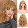 SOKU Strawberry Blonde Wigs with Bangs Synthetic 14" Medium Length Bob Curly Pastel Wigs for Women Short Bob Wavy Hair Wigs Blonde Braided Wigs for Girls Cosplay Christmas Gift